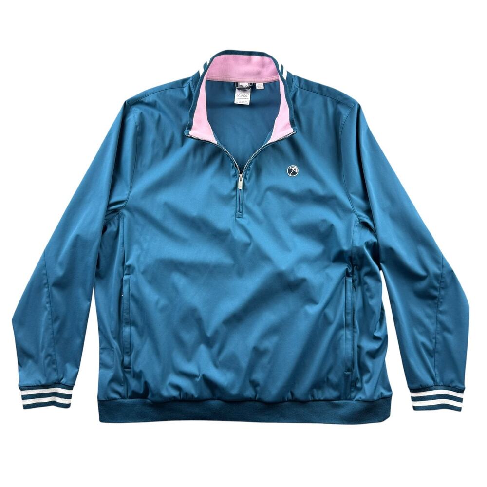 PUMA Arnold Palmer Men's 2XL Quarter Zip Pullover Golf Jacket Teal Pink